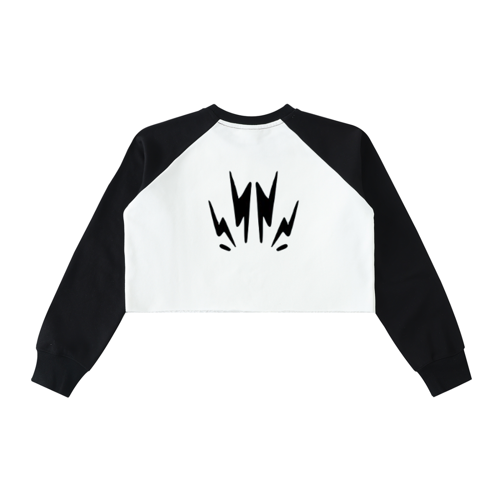 Raw-Hem Color-Block Raglan Crop Sweatshirt
